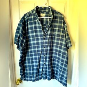 Mutual Weave Blue Plaid Short Sleeve Shirt – Size 4XL